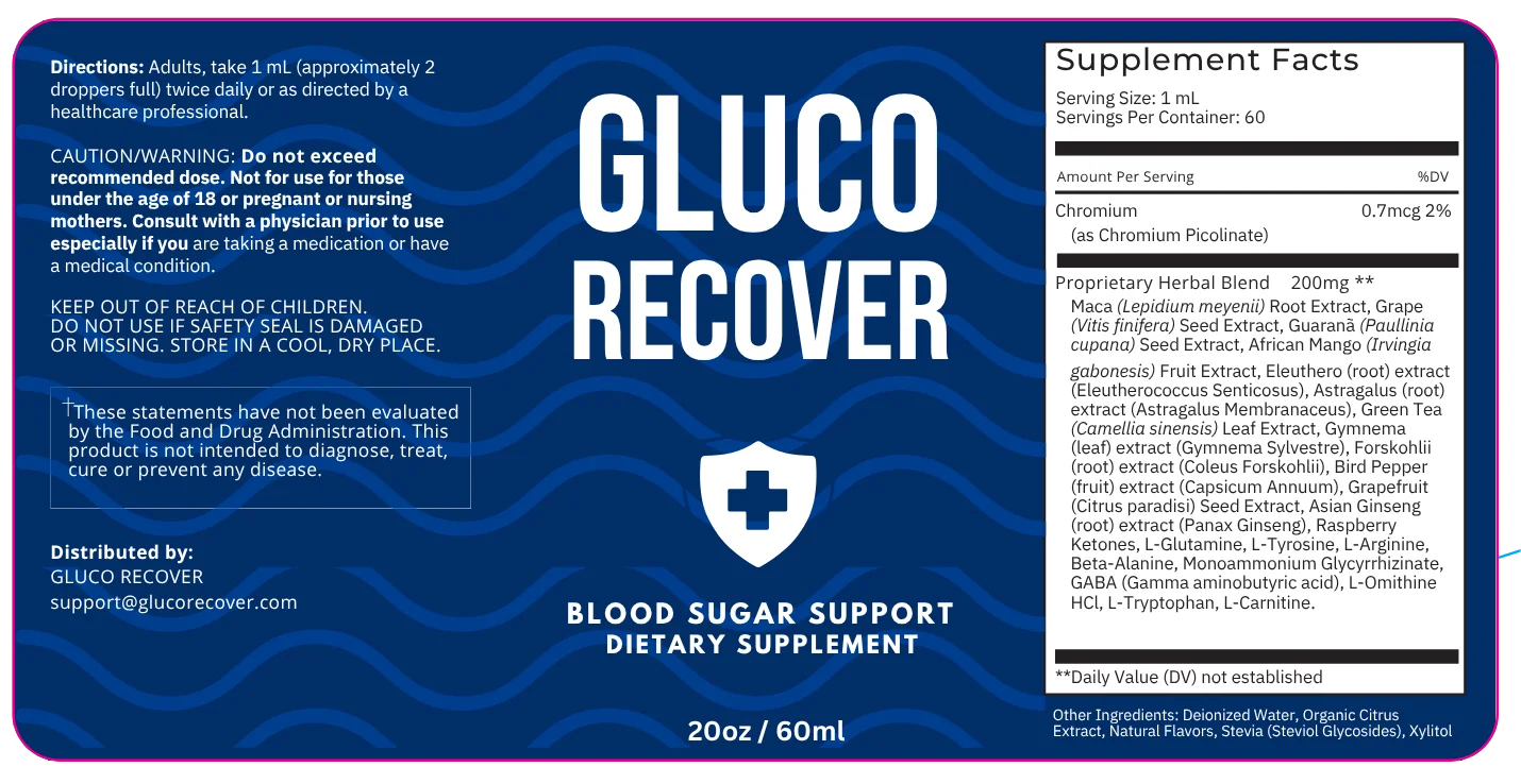 GlucoRecover Product Label